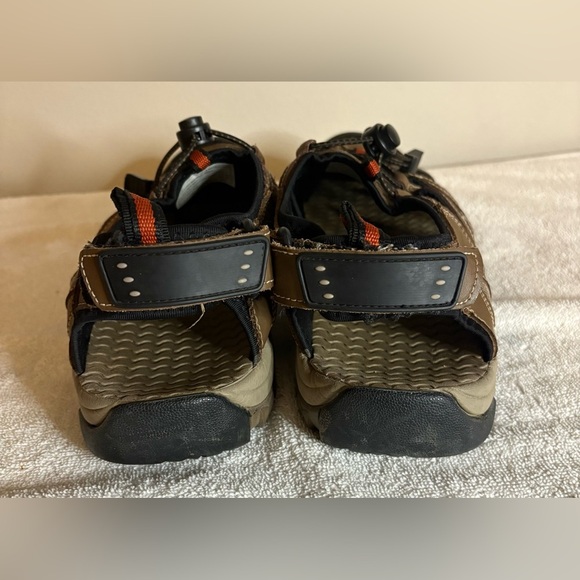 Eddie Bauer Tommy Leather Sandals Men Size 11 Bump Toe Hiking Brown Bungee Strap - Picture 4 of 7